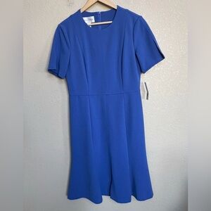 NWT Donna Morgan Cobalt Blue Fit & Flare Short Sleeve Midi Dress Size 10